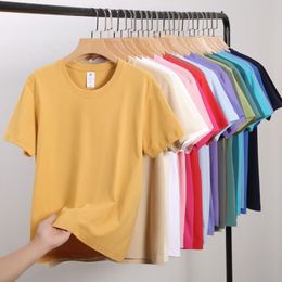 Women's T-Shirt Summer 100% Cotton Women's T-Shirt Fashion Short Sleeve Black White Yellow Blue Basic Daily Women's Top T-Shirt 230331