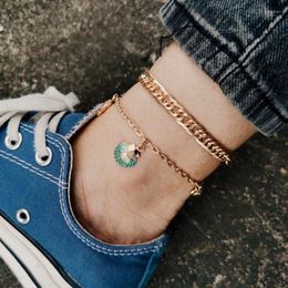 Anklets Bohemia Gold Color Chain Ankle Bracelet On Leg Foot Jewelry Boho Starfish Shell Butterfly Charm Anklet Set For Women Accessories