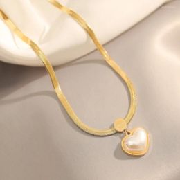 Pendant Necklaces A Shell With Peach Heart Necklace For Women Geometric Luxury Sweet Clavicular Chain Party Jewellery Direct