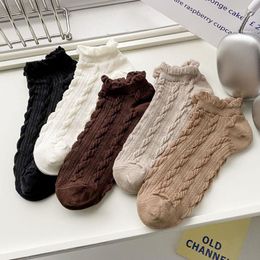 Women Socks 5 PairLot Low Tube Lolita Japanese Style Cute Short Cotton Ruffle Fashion Retro Kawai Ankle Female Breathable