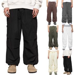 Men's Pants Men Casual Trousers with Elastic Waist Drawstring Loose Pocket Decoration Solid Colour Cargo Long Pants Clothing W0325