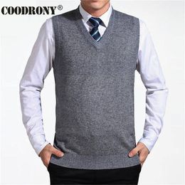 Men's Vests COODRONY Arrival Solid Colour Sweater Vest Cashmere Sweater Pullover Brand V Neck Sleeveless Jersey Hombre 230331