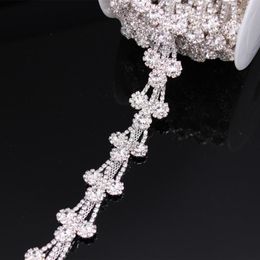 Chains Yard Garment Applique Wedding Accessory Bridal Belt Jewelry Flower Crystal Chain Trimming Gold Base Claw Close Cup TrimChains