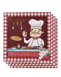 Table Napkin 4pcs Chef Gourmet Knife And Fork Square 50cm Party Wedding Decoration Cloth Kitchen Dinner Serving Napkins