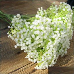 Decorative Flowers Wreaths Babys Breath Artificial 52Cm Length Fake Real Touch Gypsophila For Christmas Diy Party Home Gar Dhuhm