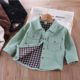 Jackets Corduroy Girls And Boys Children s Clothing Baby Toddler Boy Clothes Long Sleeves Autumn Green Cute Jacket 230331