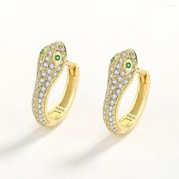 Stud Earrings Green-eyed Spirit Snake Shaped S925 Sterling Silver For Women 14K Plated Fine Jewellery Party Gift