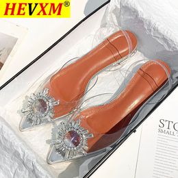 Sandals HEVXM Large Size 41 42 Fashion Clear PVC Transparent Low Heels Women Shoes Sunflower Summer 230330