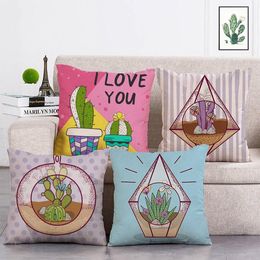 Pillow Tropical Plant Print Cover Cactus Home Decorative Pillows Pillowcases Housse De Coussin T91 /Decorative