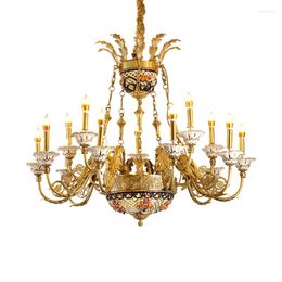 Chandeliers DINGFAN Factory European Living Room Brass Luxury American Retro Villa Bedroom Dining French Copper Classic Chandelier