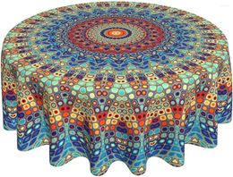 Table Cloth Boho Tablecloth Round Waterproof Rustic Colourful Mandala Tablecloths Fabric Decorative For Picnic Party Holiday Home