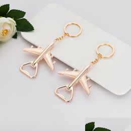 Openers Retro Aeroplane Beer Bottle Opener Aircraft Keychain Alloy Plane Shape Keyring Gift Party Favours Kitchen Tools Gga272 Dhjvp