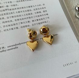 Dangle Earrings & Chandelier Brass With 18k Gold Ball Heart Women Jewelry Party Boho T Show Gown Runway Rare Korean Japan Trendy Stuning INS