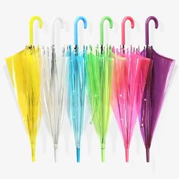 Plastic PVC Clear Umbrella Fashion Rain Sunshade Long Handle Transparent Umbrellas H23-48