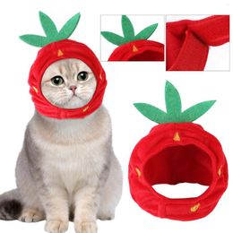 Dog Apparel Clothes Hats Pet Ears Warm Ear Cover Noise Protection Head Wrap Funny Cat Hat Strawberry Puppy