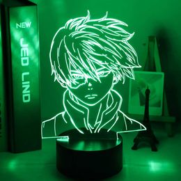 Night Lights Anime My Hero Academia Shoto Todoroki Face Design Led Night Light Lamp for Kids Child Boys Bedroom Decor Acrylic Table Lamp Gift P230331