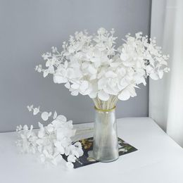 Decorative Flowers 35/50/90cm Artificial Eucalyptus Leaves Branch White Faux Plant For Home Garden Vase Decoration Fake Flower Wedding Party