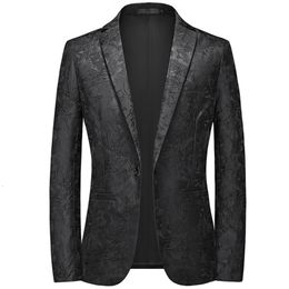 Men's Suits Blazers Men's Casual Dark Pattern Embossed Boutique Set/Slim Fit Boutique Evening Dress Jacket 230330