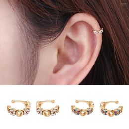 Backs Earrings 1Pair Silver Color Ear Cuffs For Women Shiny Colorful Zircon Cuff Round Non Pierced Clips On Earcuff Jewelry