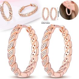 Hoop Earrings Fashion 925 Sterling Silver Exquisite Petals Rose Gold Small For Women Wedding Jewelry