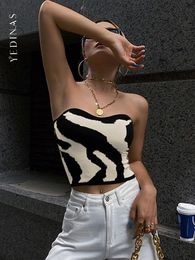 Women's Tanks Camis Yedinas Streetwear Patchwork Slim Cropped Feminino Sleeveless Tank Top Women Sexy Skinny Femme Corset Tube Korean Style 230331