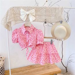 Girls Fashion Clothing Set Summer Lace Embroidery Shirtwithfloral Skirt Kids Clothes Girls Princess Birthday Suits 2pcs 4-8Y