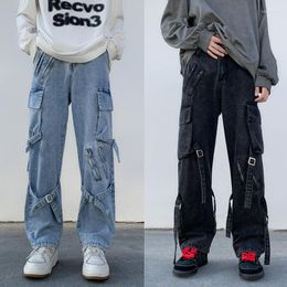 Men's Jeans 2023 Men Wide Leg Denim Cargo Jean Pants Gothic Straight Baggy Hip Hop Streetwear Skateboard Neutral Trousers