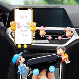 Car Air Freshener Couple Doll Outlet Mobile Phone Holder Conditioning Port Decoration Interior Accessories Girl Creative Gift