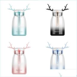 Commuter Travel Mugs Gradient Colour Elk Mug Portable Student Couple Big Belly Cups Ins Creative Deers Thermos Cup Christmas Gift D Dh0Jt