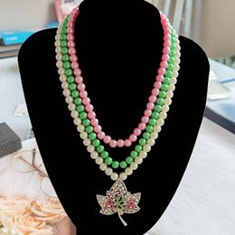 Pendant Necklaces Greek Sorority High Quuality Fashion Multichamber Pink Green Pearl Necklace &Brooch Charm Women JewelryPendant
