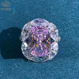 Cluster Rings WUIHA Luxury 925 Sterling Silver 3EX Cushion Cut 6CT VVS Pink Created Moissanite Wedding Engagement Customized Ring Fine