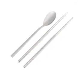 Flatware Sets 3 Pcs Kitchen Utensils Travel Set Camping Stainless Chopsticks Outdoor Silverware