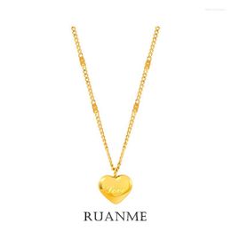 Pendant Necklaces South Korea's Classic Luxury Stainless Steel Geometric Heart-Shaped Necklace Restoring Ancient Ways Women Jewelry