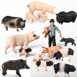 Simulated Wild Boar Model Farm Animal Pig Family Set Figurines Action Figure Educational Toys For Kids Home Decor