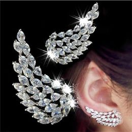 Angle Wings Zircon Earring White Gold Filled Party Wedding Drop Earrings for Women Bridal Engagment Promise Jewelry Gift