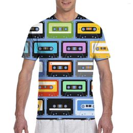 Men's T Shirts Cartoon Analogue Music Recordable Cassettes Fashion T-shirt Men 2023 Summer Crew Neck Tshirt Tee