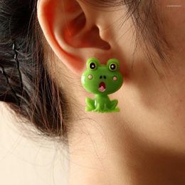 Stud Earrings Cute Cartoon Frog For Women Fine Jewellery Kawaii Animal Resin Green Ear Studs Female Girls Octopus Whale