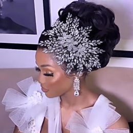 Başlıklar Barok Rhinestone Tiara Barok Kristal Gelin Saç Taraklar Düğün Takı Saç Aksesuarları ile Rhinestone Elmas Gelin Taçları Updo Side