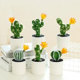 Decorative Flowers Artificial Plastic Cactus Succulents Prickly Potted Plant Eco-Friendly Simulation Mini Bonsai Home Office Desktop
