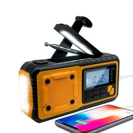 Radio Outdoor Hand Crank Solar USB Charging FM AM SW s Bluetooth Emergency LED Flashlight Torch 4000mAh Power for camping 230331