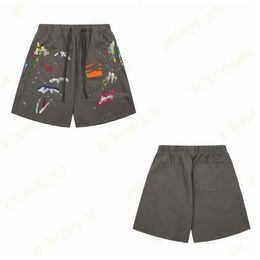 Mens Casual Sports Shorts Depts Shorts Designer Colorful Ink-jet Hand-painted French Classic Printed Mesh Sports Drawstring