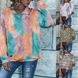 Women's Blouses Tie Dyed Blouse Woman's Shirt Casual Fashion Corset Long Sleeve Dye Round Collar Daily Tops 2023