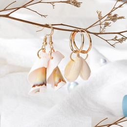 Dangle Chandelier New Fashion Bohemian Natural Shell Hoop Earrings Ear Drop For Women Summer Beach Copper Hook Earring Jew Dhgarden Dh0H8