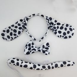 Party Favor 10pcs Kids Adult Dalmatian Dog Animal Ear Headband Bow Tie Tail Cosplay Dress Up Prop Gift Halloween Costume