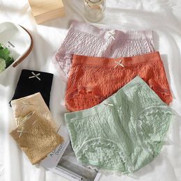 Women's Panties 3pcs Women's Underwear Seamless Underwear Cotton Breathable Girls Mid Waist Plus Size Sexy Lace Underwear Women's Dress Solid Color 230331