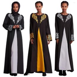 Ethnic Clothing Dubai Flower Women Muslim Long Sleeve Abaya Maxi Dress Kaftan Islam Cocktail Party Jilbab Arab Robe Ramadan Middle East