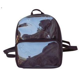 School Bags Summer Fashion Women Backpack Transparent Student High Quality Clear Versatile Leather Lady Travel Bag 230331