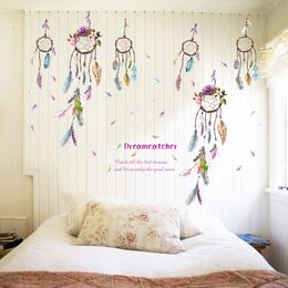 Wall Stickers Coloured Feather Fantasy Catcher Wall Art Decal Sticker suitable for office store study home decoration DIY Pvc wall painting 230331