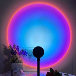 Night Lights 7 Colours Sunset Lamp USB Powered LED Projector Home Decorations Small Size Bedroom Living Room Atmosphere Background Lights P230331