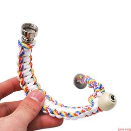 Premium Handmade Stash Bracelet Smoking Pipe 260MM Metal Rope Wood Jamaica Rasta Pipe Tobacco Herb Hand Pipes Gift Man Women DHL